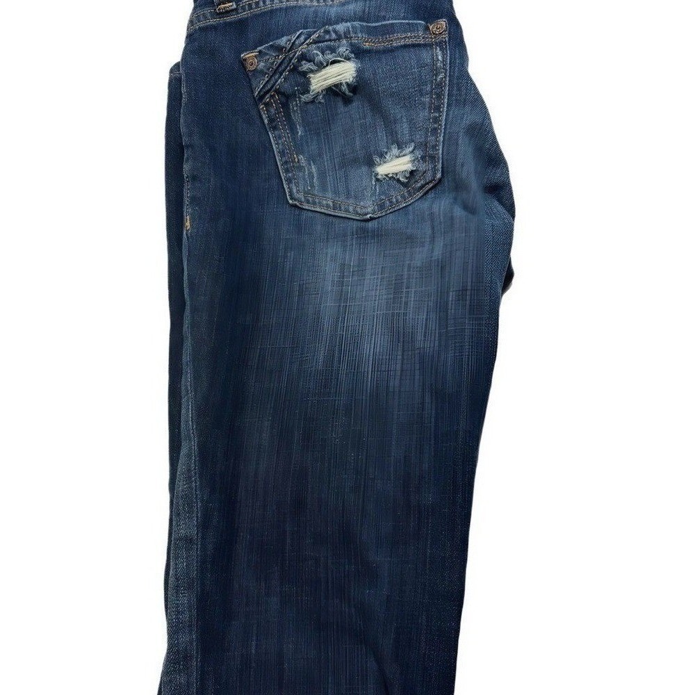 Buckle Black Candiani Denim Straight Leg Jeans Blue Distressed Low Rise 30x28